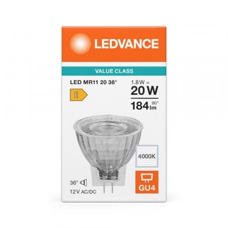 Ledvance GU4 MR11 36° 1,8W wie 20W neutralweißes LED-Reflektor 4000K 12V